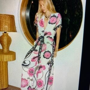 Chasing Unicorns White Maxi Dress with Pink Floral Print